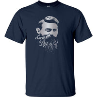 Ned Kelly Such Is Life Portrait T-Shirt (Navy, Silver & White Print)