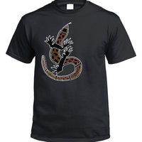 Shannon's Lizard Aboriginal Art T-Shirt (Black)