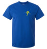 Australia In Kangaroo Shape Left Chest Logo T-Shirt (Royal Blue, Yellow Print)