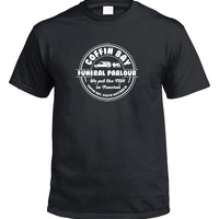 Coffin Bay Funeral Parlour Fake Business Logo T-Shirt (Black)