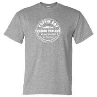 Coffin Bay Funeral Parlour Fake Business Logo T-Shirt (Marle Grey)