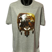 Three Eagle Dreamcatcher T-Shirt (Marle Grey, Regular and Big Sizes)