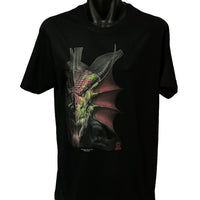 Lair of Shadows Dragon Right Chest Print T-Shirt - Tom Wood Art (Black)