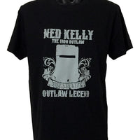Ned Kelly Iron Outlaw T-Shirt (Grey Print, Regular and Big Sizes)