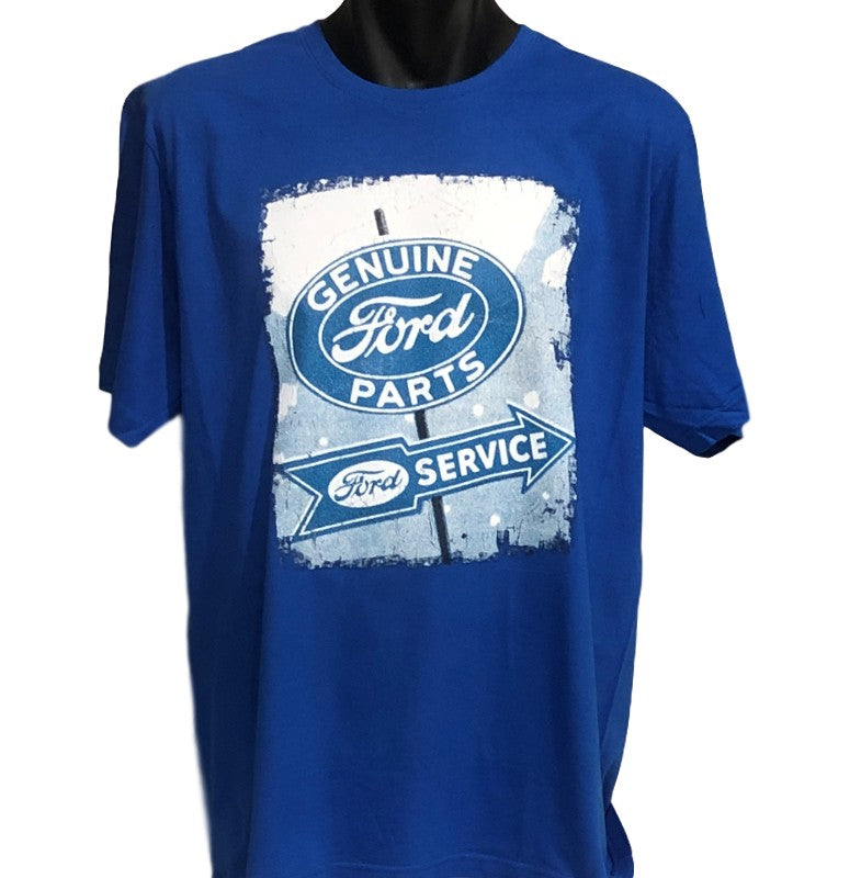 Ford Genuine Parts Vintage Sign T-Shirt (Royal Blue, Regular & Big Sizes)