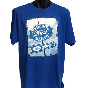 Ford Genuine Parts Vintage Sign T-Shirt (Royal Blue, Regular & Big Sizes)