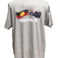 Aboriginal Flag & Australian Flag T-Shirt (Marle Grey, Back Print)