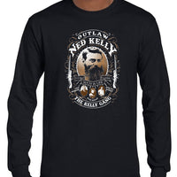 Ned Kelly Outlaw Gang Longsleeve T-Shirt (Black, Regular and Big Sizes)