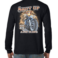 Hawg Rider Motorcycle Longsleeve T-Shirt (Black, Back Print)