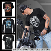 Big Men's Biker and Motorcycle Designs on T-Shirts, Singlets and Hoodies