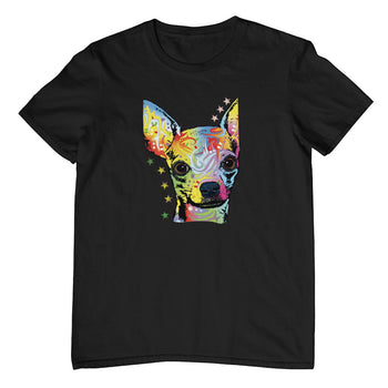 Colourful Chihuahua T-Shirt (Black, Regular and Big Sizes)