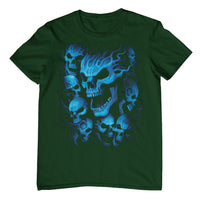 Blue Skulls T-Shirt (Bottle Green, Shortsleeve)
