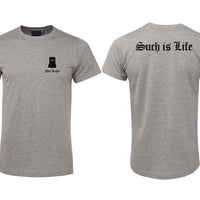 Ned Kelly Front Such is Life Back T-Shirt (Grey with Black Print, Regular & Big Sizes)