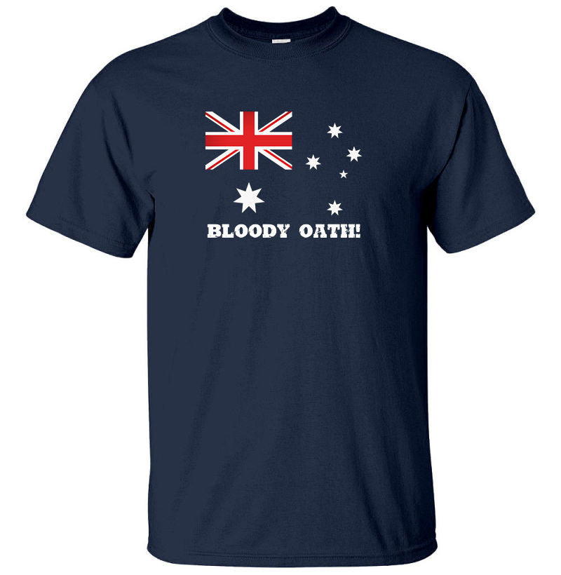 Bloody Oath! Australian Flag T-Shirt (Navy Blue, Regular and Big Sizes)