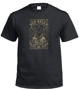 Ned Kelly Wanted Dead or Alive T-Shirt (Black, Metallic Gold Print, Regular and Big Sizes)