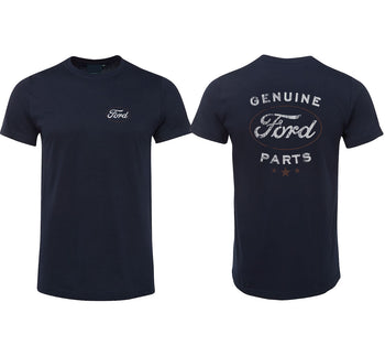Vintage Genuine Ford Parts T-Shirt (Navy, Double-Sided, Regular and Big Sizes)