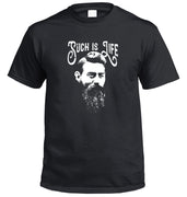 Ned Kelly Such is Life Portrait T-Shirt (Black, White Print)