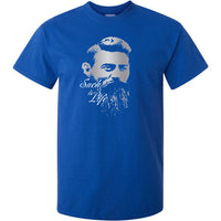 Ned Kelly Such Is Life Portrait T-Shirt (Royal Blue, Silver & White Print)