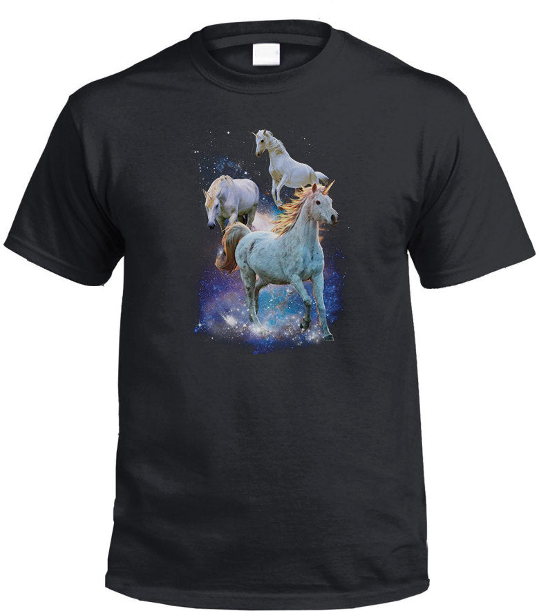 Space Unicorns T-Shirt (Black, Regular and Big Sizes)