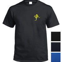 Australia In Kangaroo Shape Left Chest Logo T-Shirt (Colour Choices, Yellow Print)