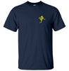 Australia In Kangaroo Shape Left Chest Logo T-Shirt (Navy, Yellow Print)