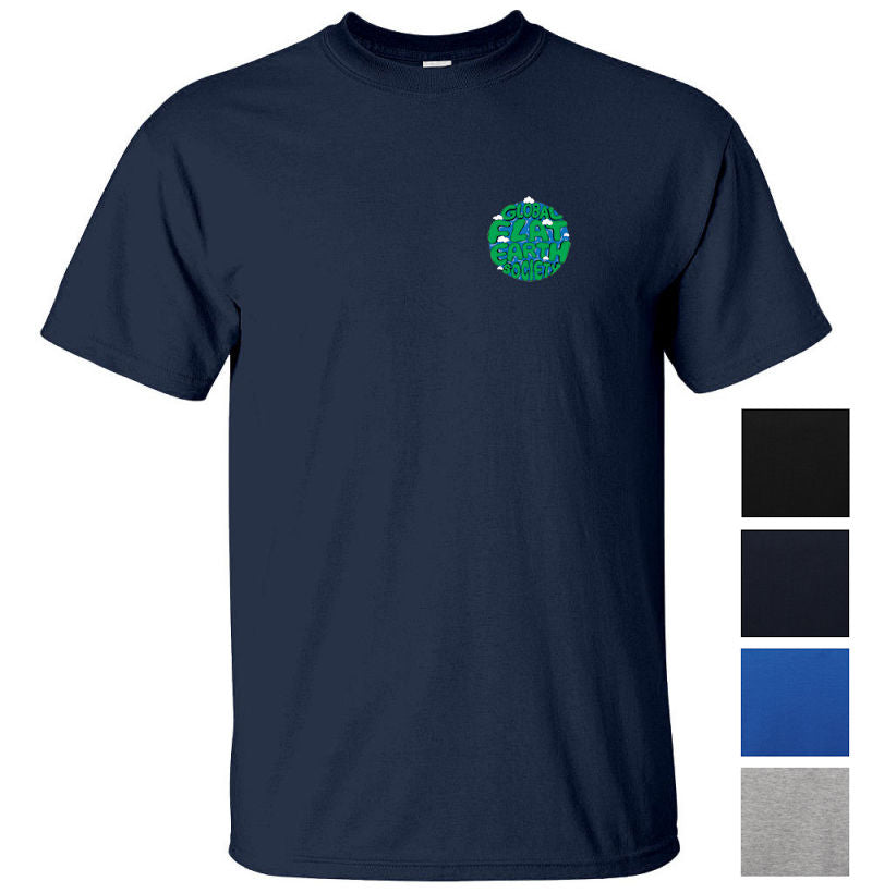 Global Flat Earth Society Left Chest Logo T-Shirt (Colour Choices)