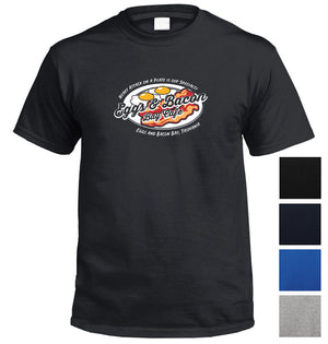 Eggs & Bacon Bay Cafe Tasmania Fake Business Logo T-Shirt (Colour Choices)