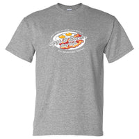 Eggs & Bacon Bay Cafe Tasmania Fake Business Logo T-Shirt (Marle Grey)