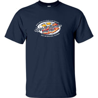 Eggs & Bacon Bay Cafe Tasmania Fake Business Logo T-Shirt (Navy)