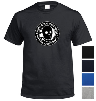 Gympie BDSM Warehouse Fake Business Logo T-Shirt (Colour Choices)