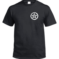 Pentacle Left Chest Logo T-Shirt (Black & White, Regular and Big Sizes)