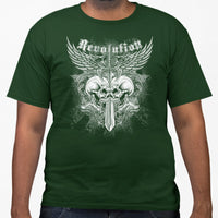 Revolution Skulls T-Shirt (Bottle Green, Shortsleeve)