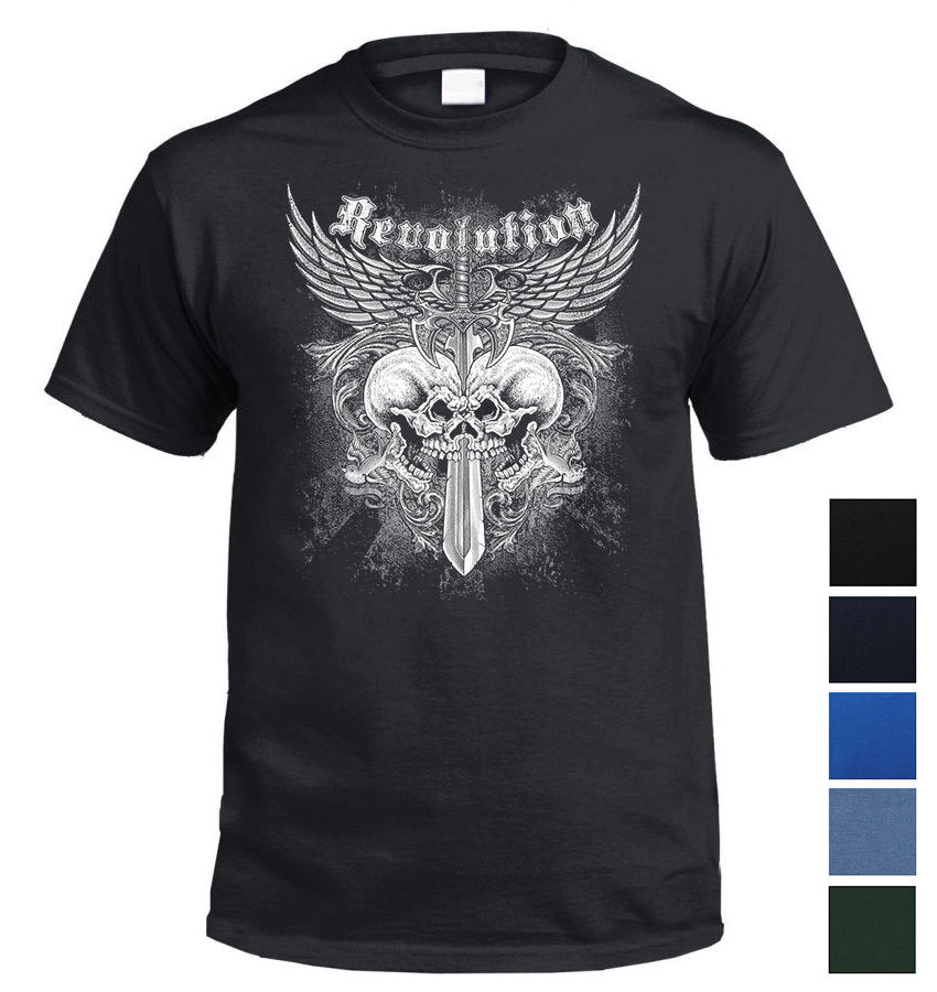 Revolution Skulls T-Shirt (Colour Choices, Regular and Big Sizes)