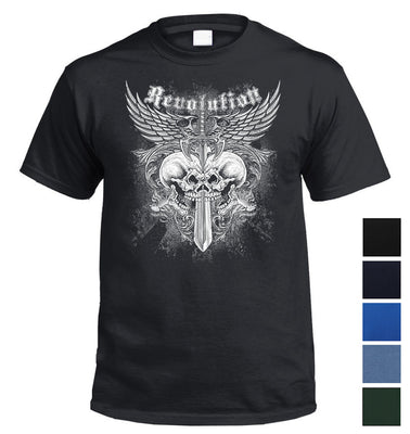 Revolution Skulls T-Shirt (Colour Choices, Regular and Big Sizes)