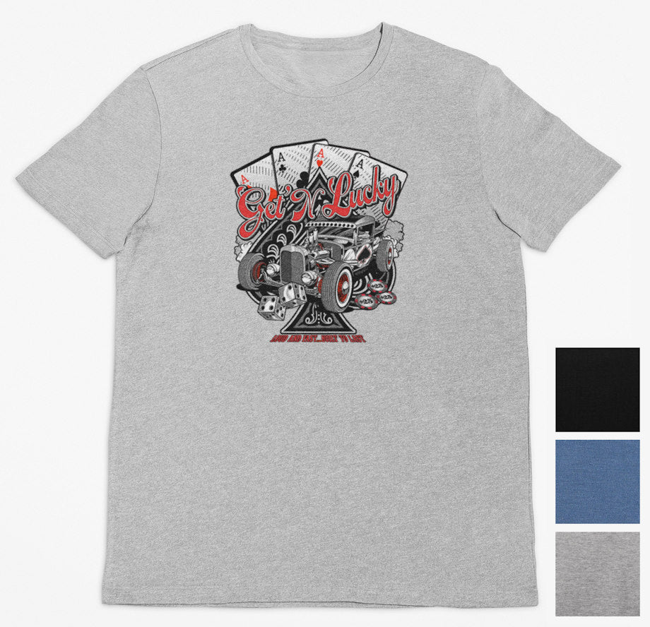 Get N Lucky Aces Hot Rod T-Shirt (Colour Choices)