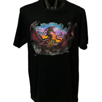 Unleashed Dragon T-Shirt - Tom Wood Art (Black, Regular and Big Sizes)