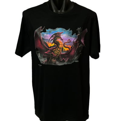 Unleashed Dragon T-Shirt - Tom Wood Art (Black, Regular and Big Sizes)