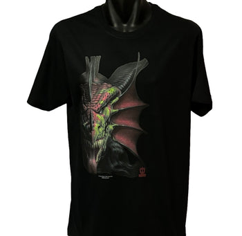 Lair of Shadows Dragon Right Chest Print T-Shirt - Tom Wood Art (Black, Regular and Big Sizes)
