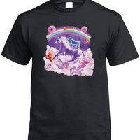 Pug Riding Unicorn T-Shirt (Black, Regular and Big Sizes)