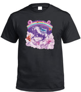 Pug Riding Unicorn T-Shirt (Black, Regular and Big Sizes)