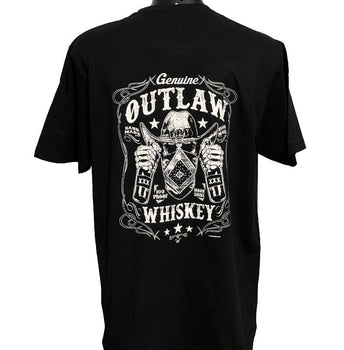 Outlaw Whiskey T-Shirt (Back Print, Black, Regular and Big Sizes)