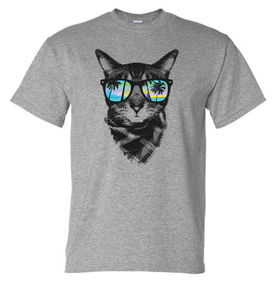 Ocean Breeze Cat T-Shirt (Marle Grey)