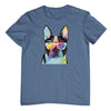 Summer Dog (Boston Terrier) T-Shirt (Indigo, Shortsleeve)