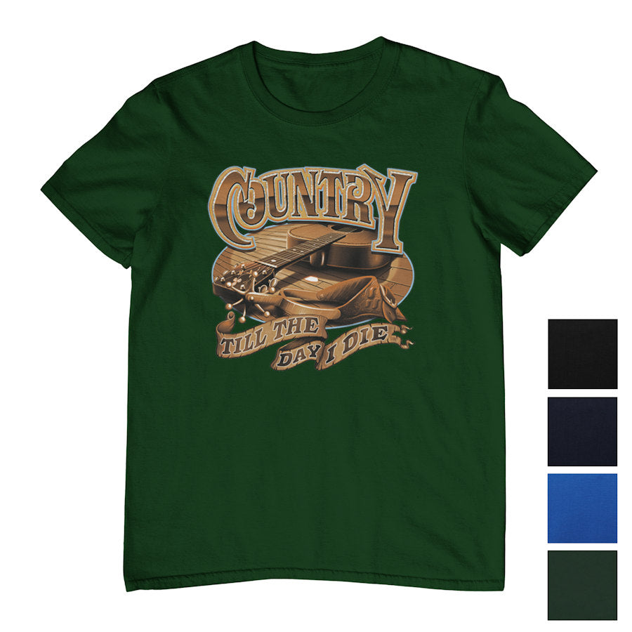 Country Till The Day I Die Guitar T-Shirt (Colour Choices)
