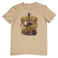 Born Country T-Shirt (Boney Tan) - Sizes S, M, L, XL, 2XL, 3XL, 4XL and 6XL