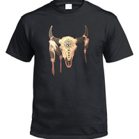 Native American Buffalo Skull T-Shirt (Black, Regular and Big Sizes)