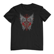 Red Cross, Wings & Roses T-Shirt (Black, Regular and Big Sizes)