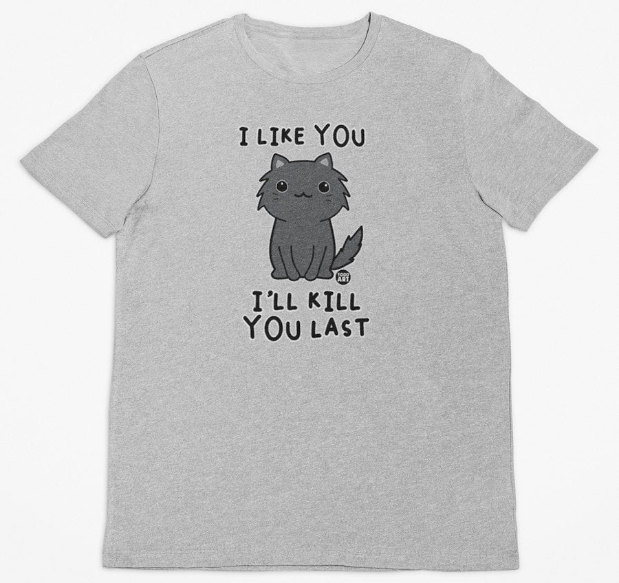 Killer Kitty Cat Kill You Last T-Shirt (Marle Grey, Regular and Big Sizes)
