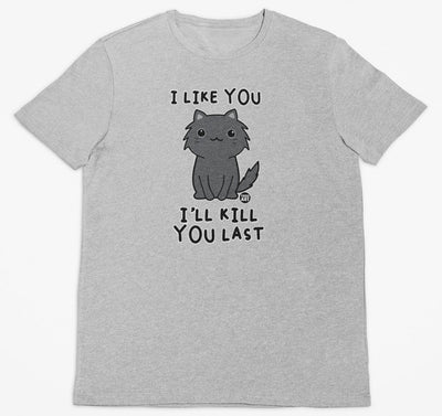 Killer Kitty Cat Kill You Last T-Shirt (Marle Grey, Regular and Big Sizes)