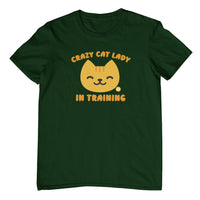 Crazy Cat Lady in Training T-Shirt (Bottle Green, Shortsleeve)